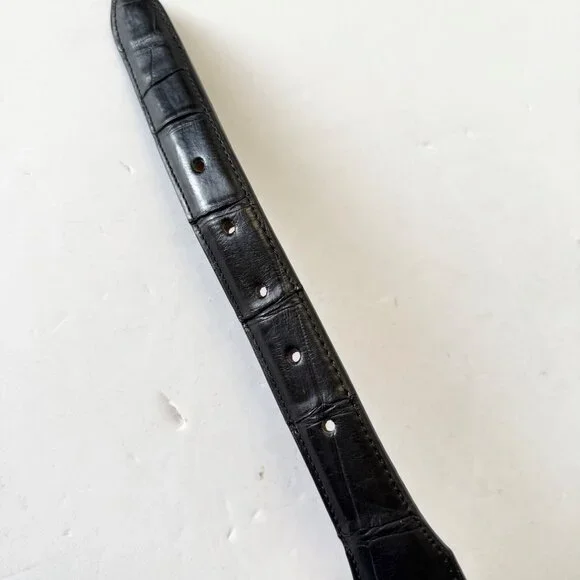 Rod Patrick Mens Western Belt Black Genuine Caiman Leather Size 44